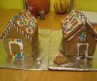 Сладкие и красивым украшением Рождество, два пряничные домики